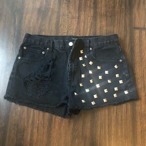 STUDDED HIGH WAISTED JEAN SHORTS
